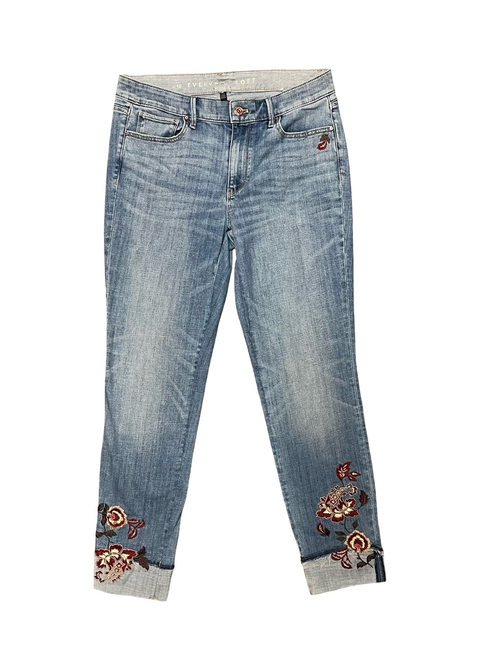 White House Black Market Everyday Soft Slim Ankle Floral Jeans Women’s Size 10 🌹